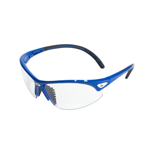 Dunlop Competition Squash Protective Eyewear with clear lenses and black frame for sports safety and eye protection.