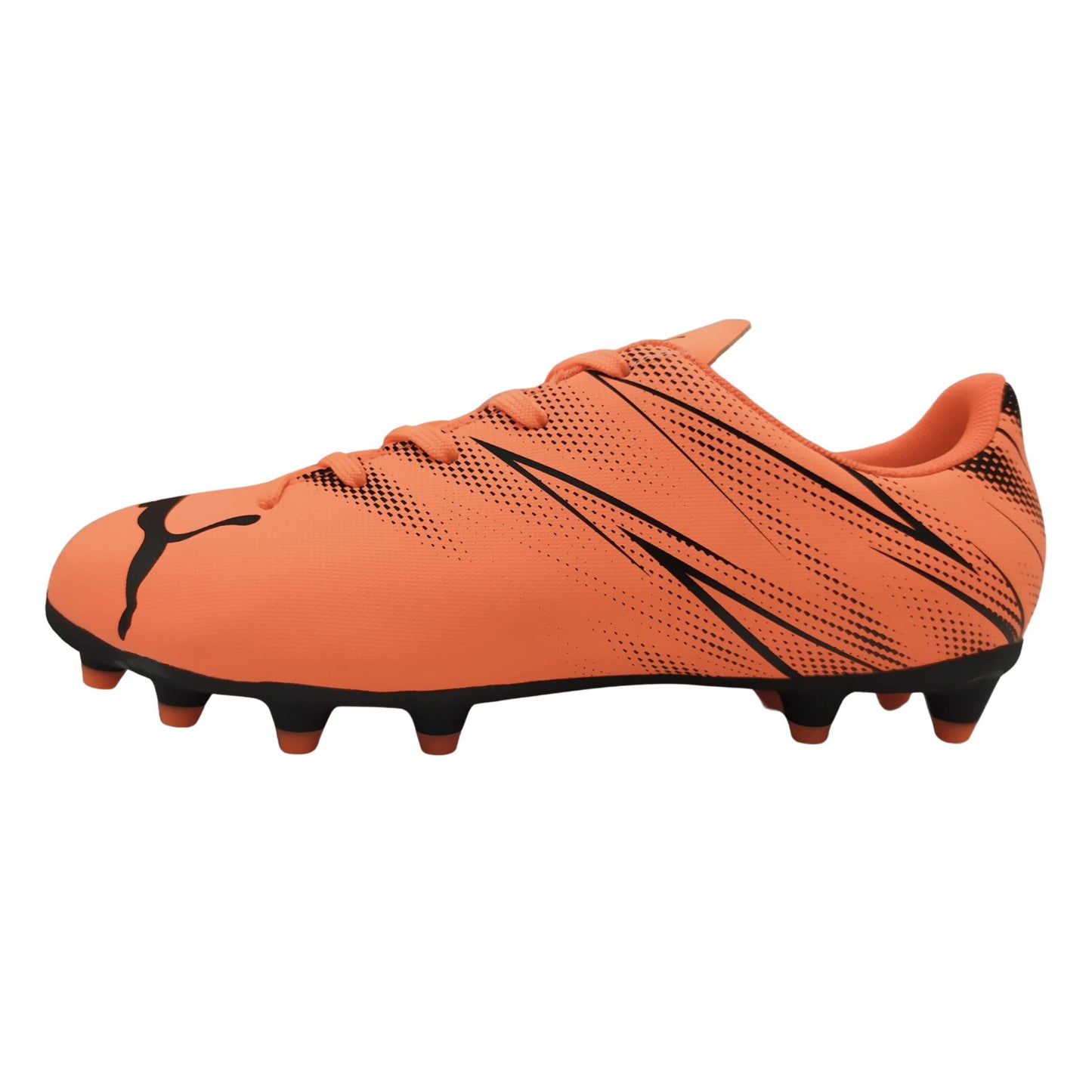 Puma Attacanto Junior FG/AG football boots with black and red design for youth soccer players.