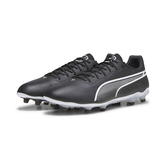 Puma King Pro FG football boots with sleek design, synthetic upper, and firm ground studs for soccer performance.