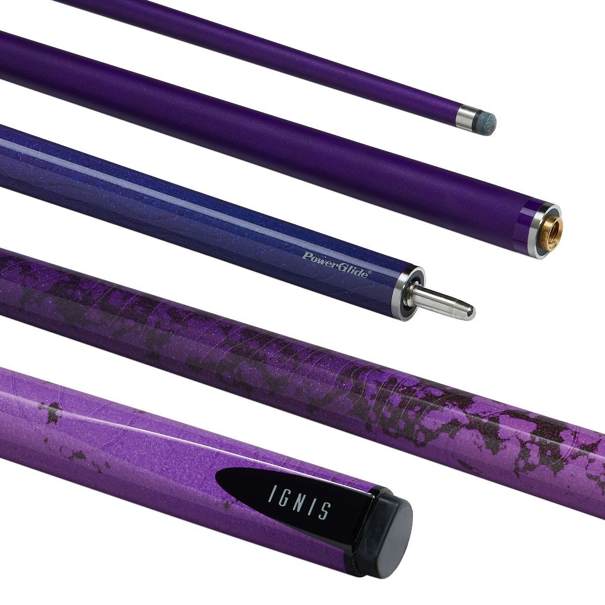 PowerGlide Ignis Carbon Snooker Cue 2 Piece 57" 10mm Tip Purple