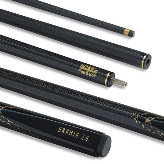 PowerGlide Aramid Graphite Snooker Cue 2 Piece 57" 10mm Tip Black