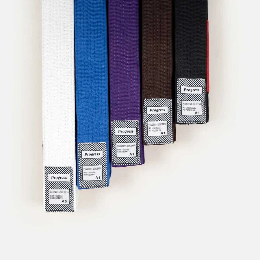 Progress BJJ Belt White Blue Purple Brown Black