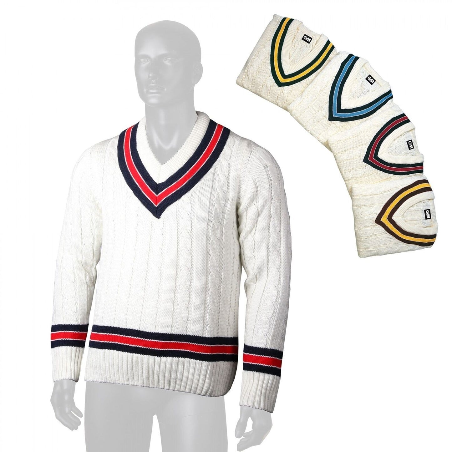 GM Cricket Mens Sweater Trimmed with Long Sleeves - Gunn & Moore