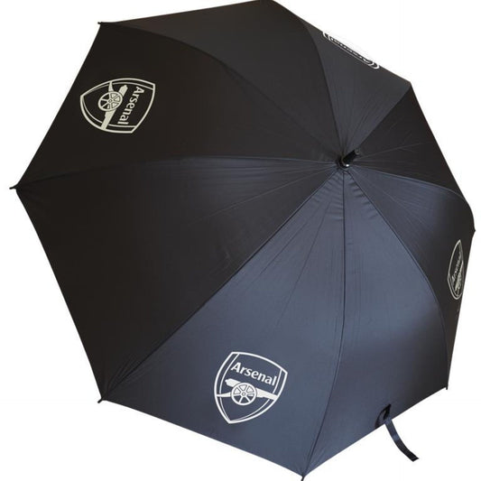 Large Team Merchandise golf umbrella with team logo, sporting goods, black and white canopy, ideal for outdoor golf games