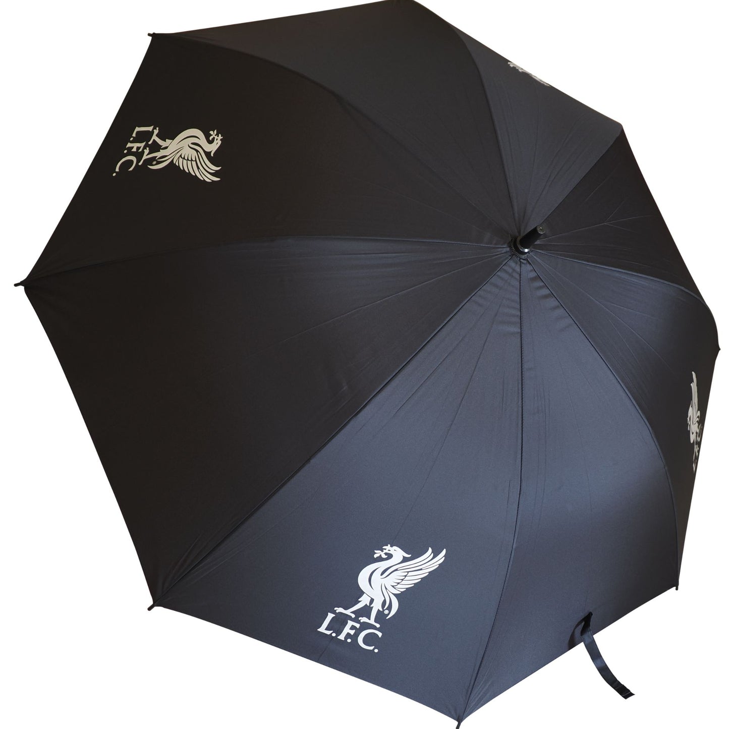 Large Team Merchandise golf umbrella featuring team logo, black canopy, and sturdy handle for sports spectators and golf players.