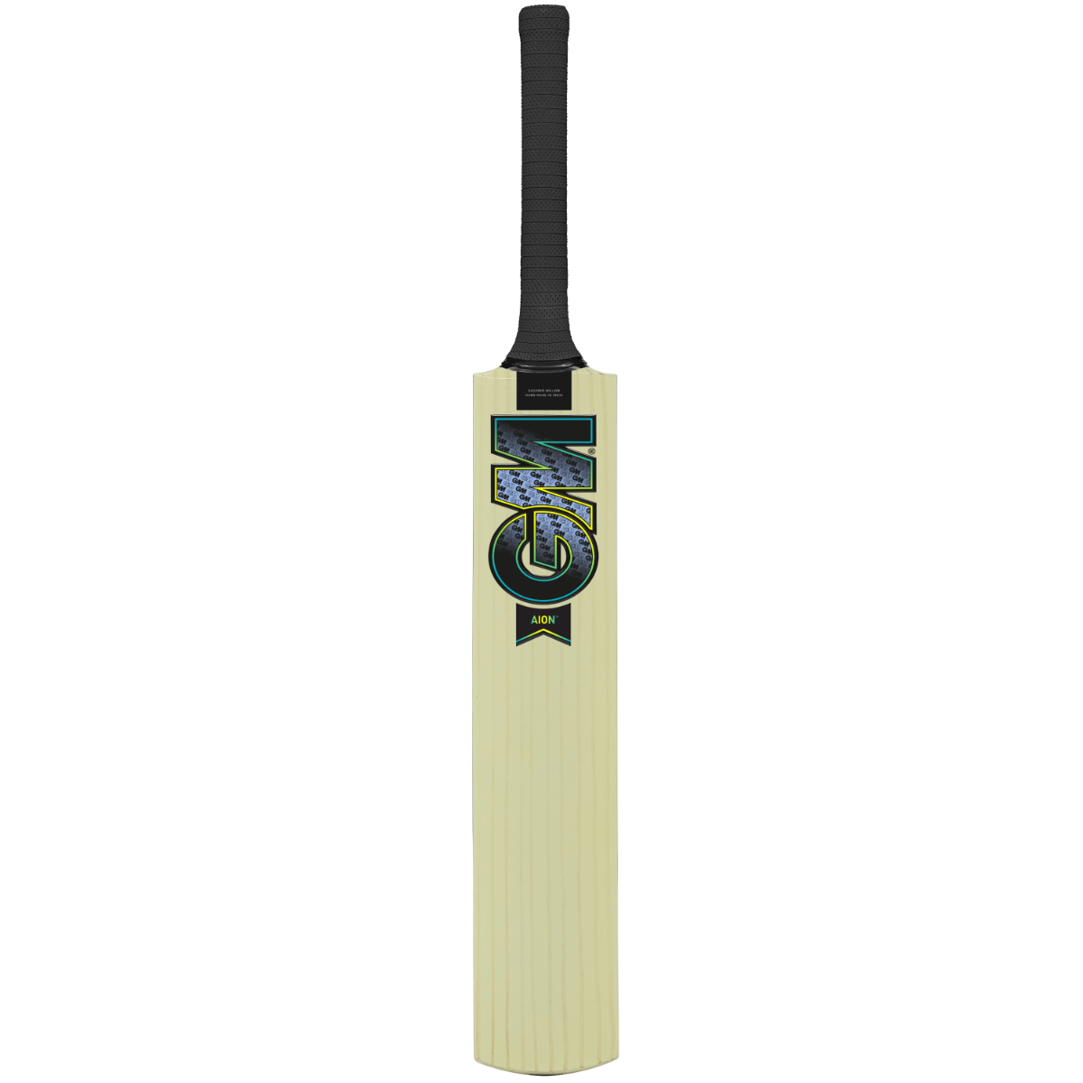 Gunn & Moore GM Aion Kashmir Willow cricket bat with a natural wood finish and a sturdy handle, ready for cricket play.