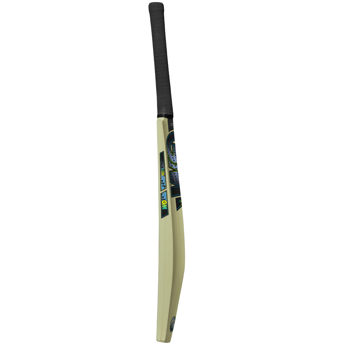 Gunn & Moore GM Aion Kashmir Willow cricket bat with a curved profile and light wood grain finish, ready for batting.