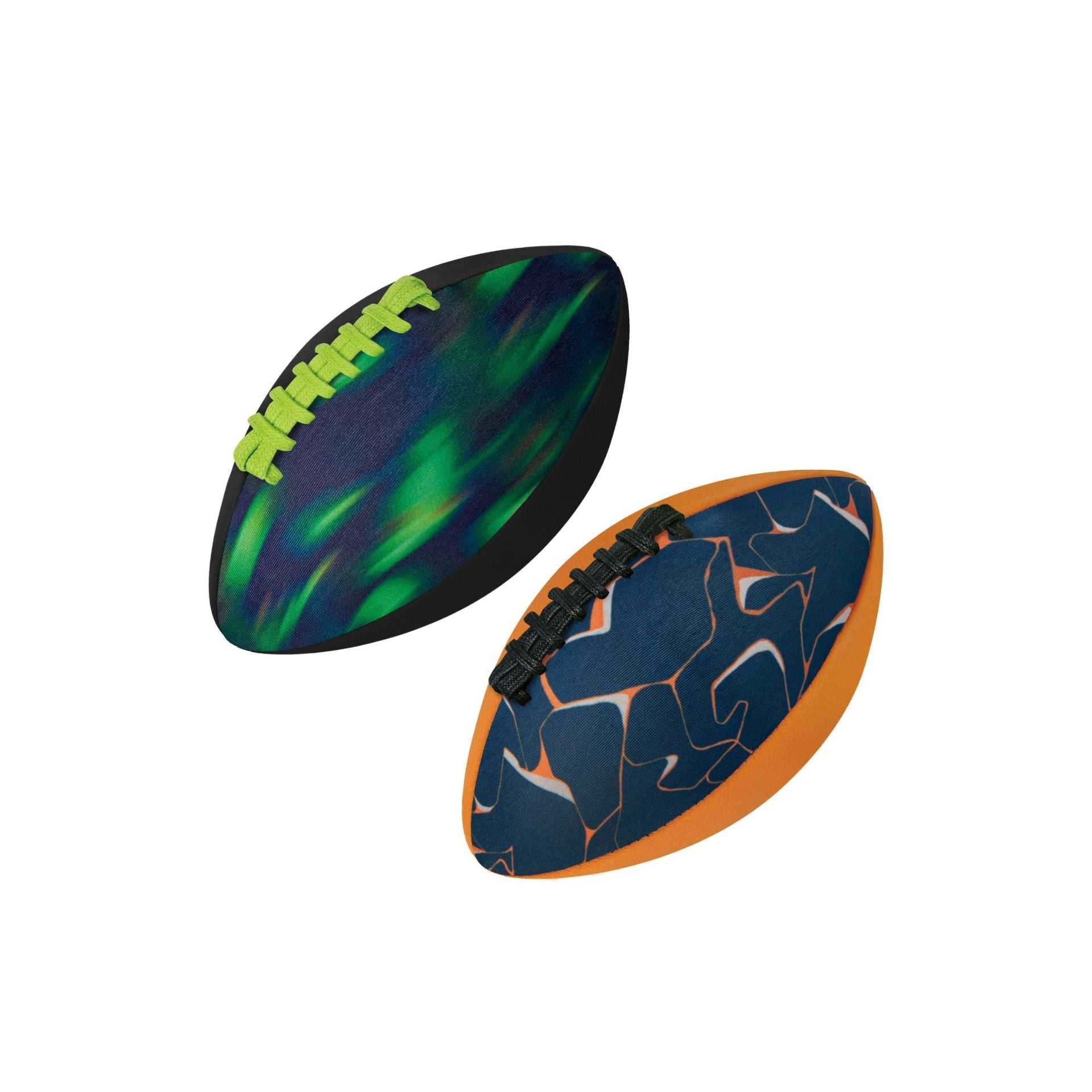 Waboba Beach American Football lying on sand, designed for beach play with a lightweight, durable construction and bold brand logo.