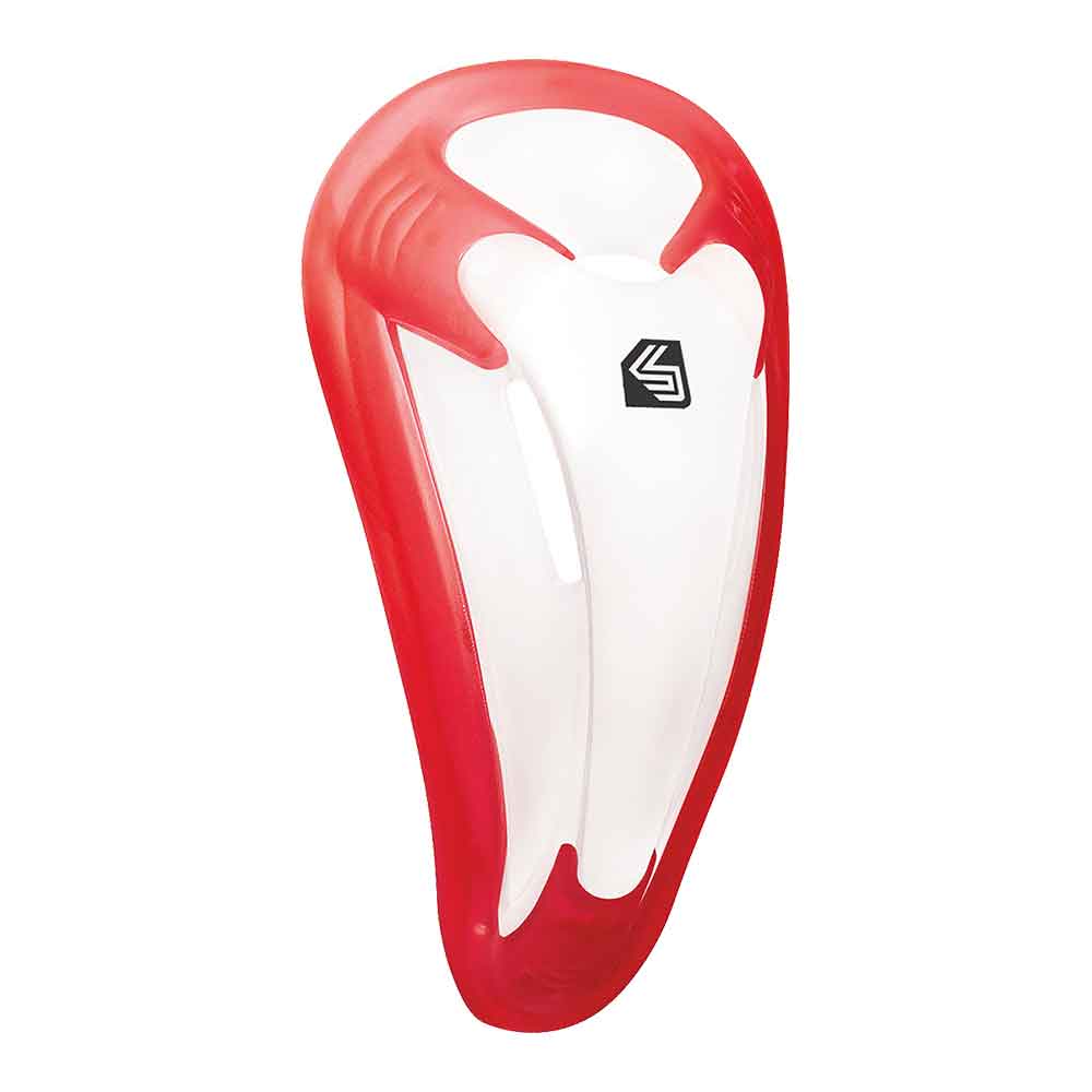 Shock Doctor BioFlex Cup in red, designed for protective sports gear, with adjustable straps and flexible bio-flex cup for comfort.