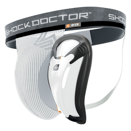 Shock Doctor Core Supporter with Bio Flex Cup, athletic protective sports supporter for male athletes.