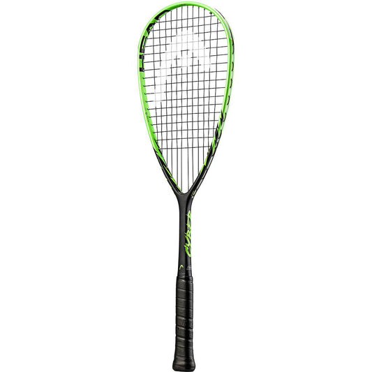 Head Cyber Tour squash racket with black and red frame, showcasing its sleek design and grip for playing squash.