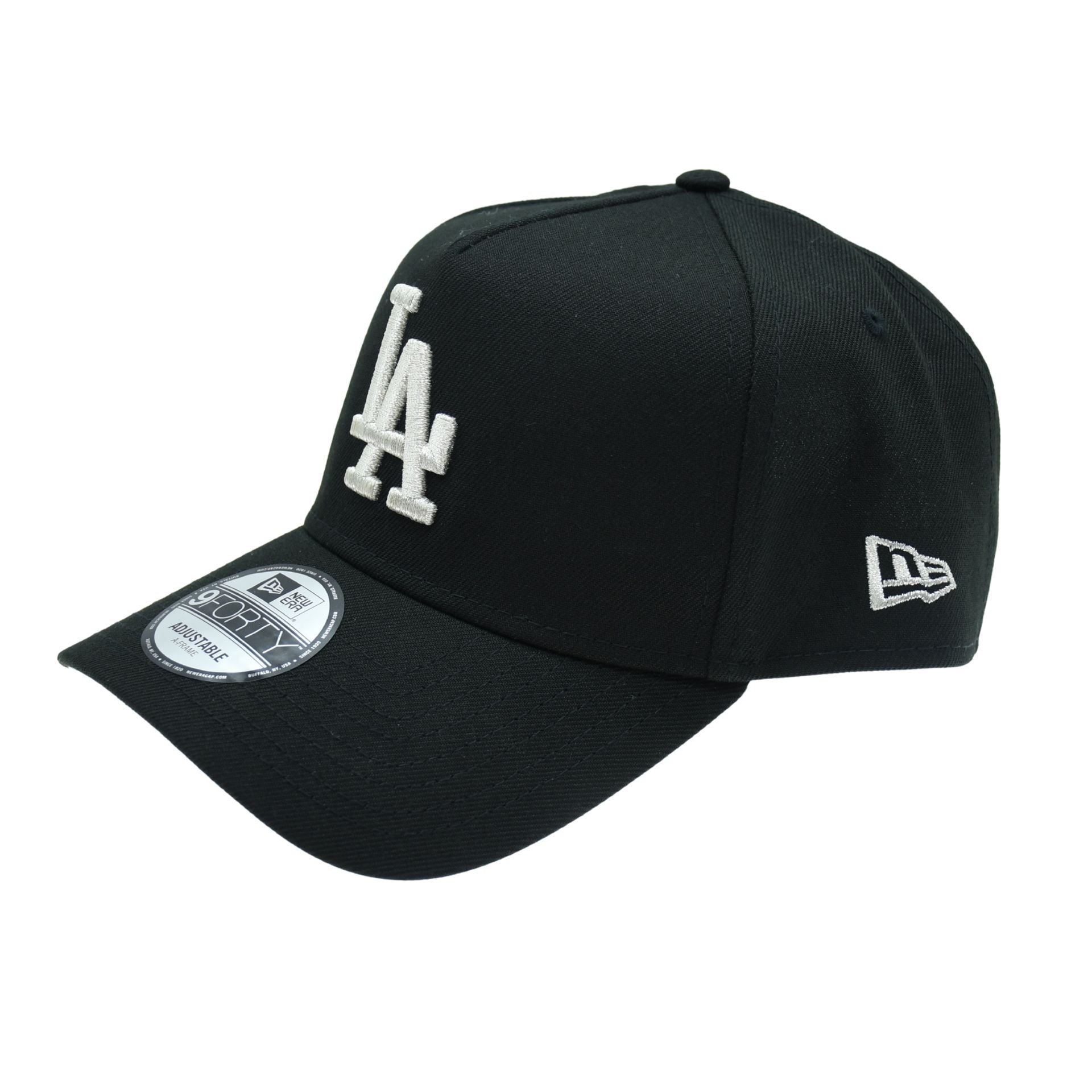 New Era LA Dodgers cap featuring the team logo on a navy blue baseball cap with adjustable strap.