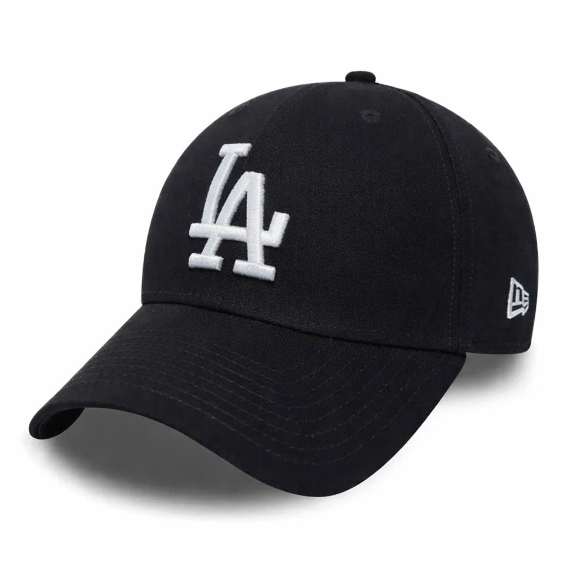 New Era LA Dodgers cap featuring team logo, adjustable strap, and classic sports cap design in navy with white accents.