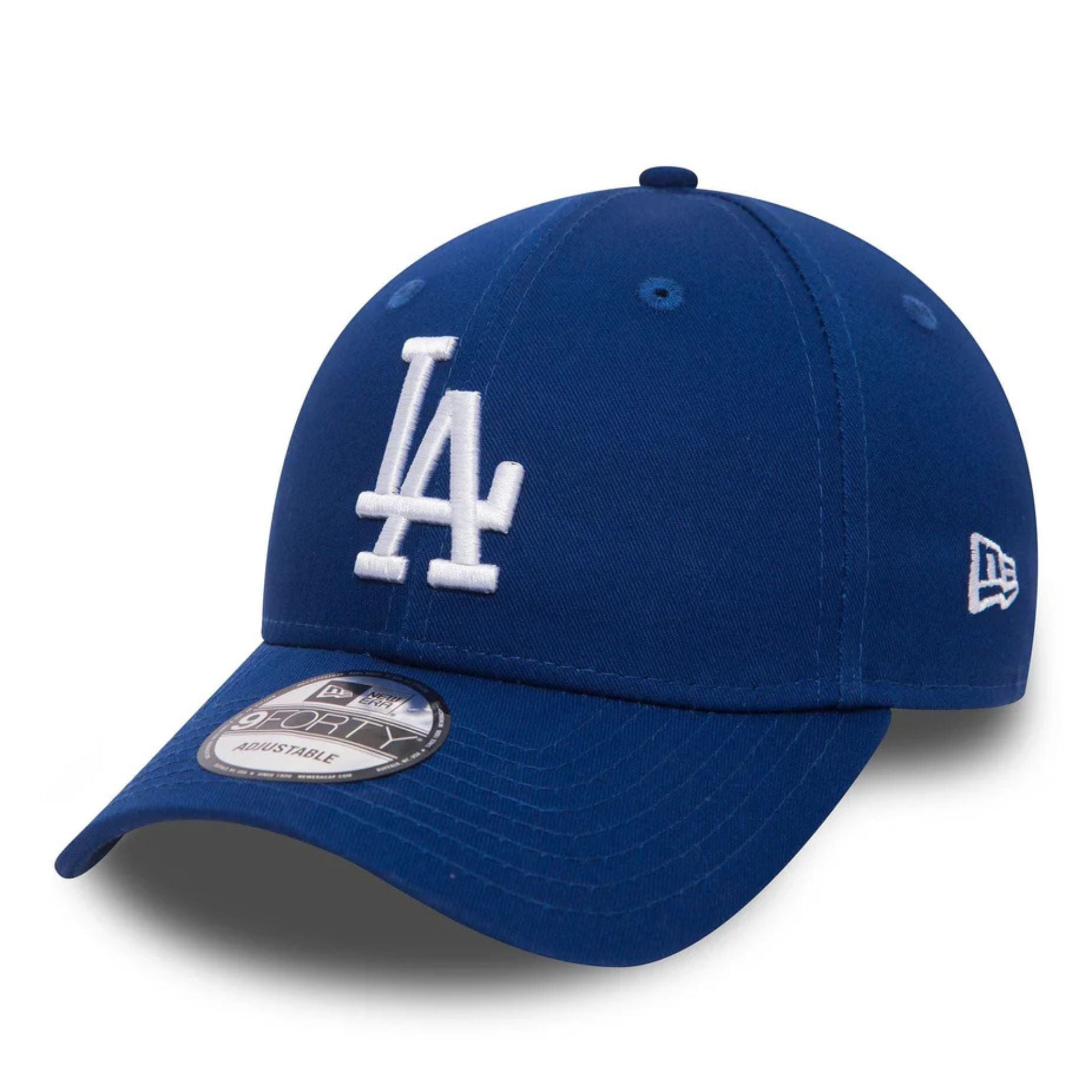New Era LA Dodgers cap with adjustable strap, navy blue fabric, and embroidered Dodgers logo on front.