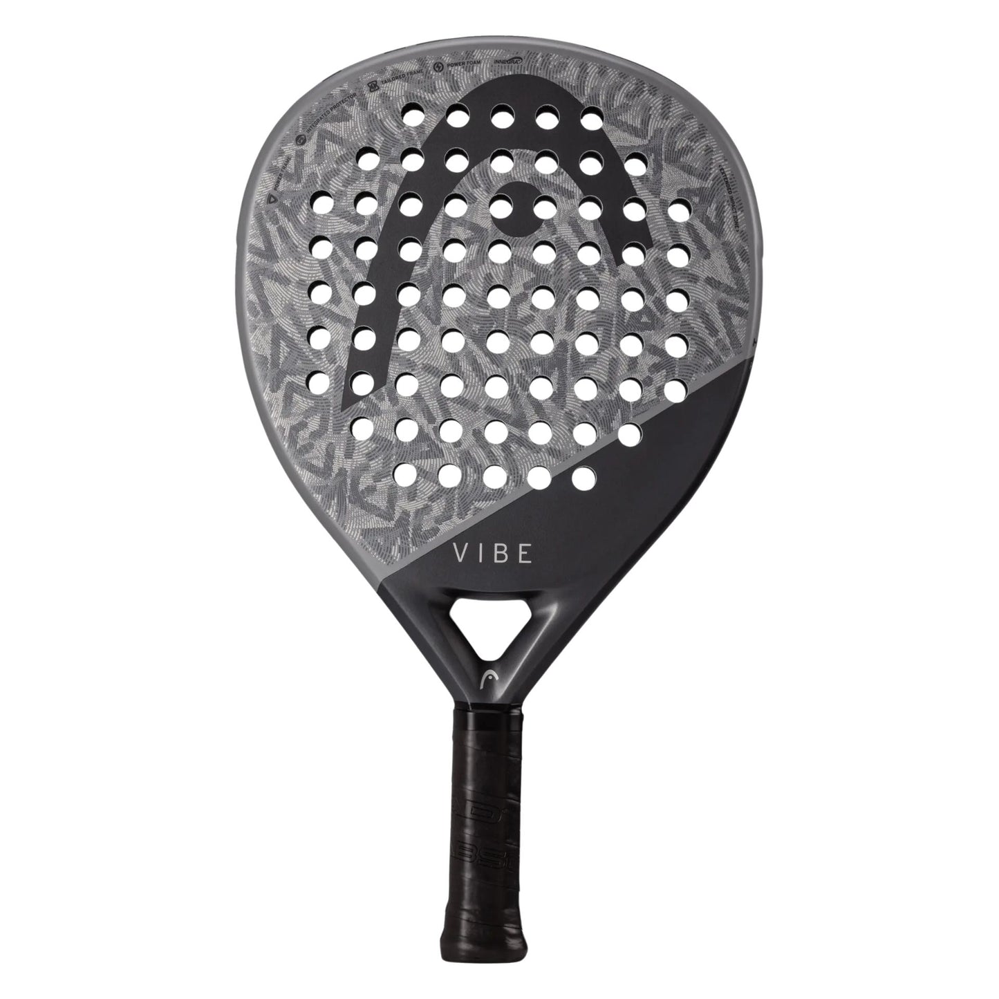 Head Vibe Padel Racket for sporting goods, featuring a sleek design and lightweight frame suitable for quick play and control.