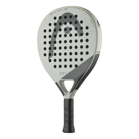 Head Evo Speed 2025 Padel Racket for sporting goods, showcasing its sleek design and grip details.