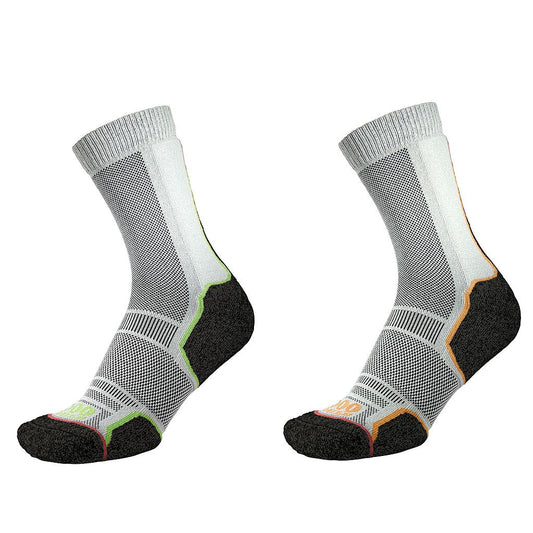 Pair of 1000 Mile Trek Socks for men in a twin pack, made from recycled materials, designed for eco-friendly hiking and outdoor activities.