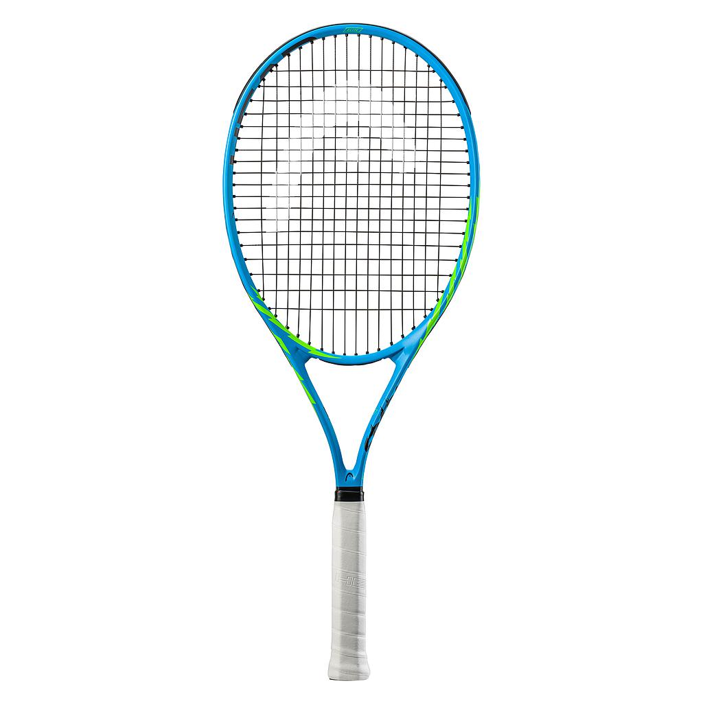 Head MX Spark Elite tennis racket with grip 3, featuring a lightweight frame and vibrant design for powerful gameplay.