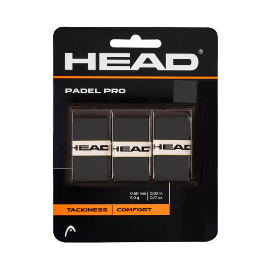 Head Padel Pro overgrip for racket handles, showing the textured surface and branding on the grip for sports and tennis players.