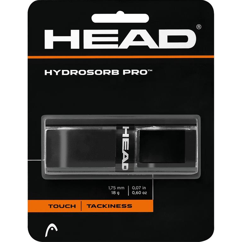 Head HydroSorb Pro replacement grip for sports rackets, showing textured black grip with logo details.