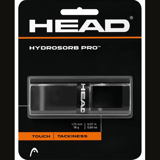 Head HydroSorb Pro replacement grip for tennis racquets, showing the black and blue cushioned sports grip.