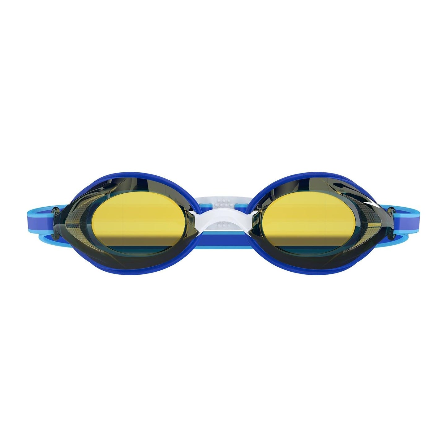 Speedo Vanquisher Junior 3.0 mirror goggles with adjustable strap and mirrored lenses for young swimmers.