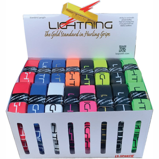 LS-Sportif Lightning Grip Box with 48 sporting goods grips, featuring durable, textured surfaces for secure handling.