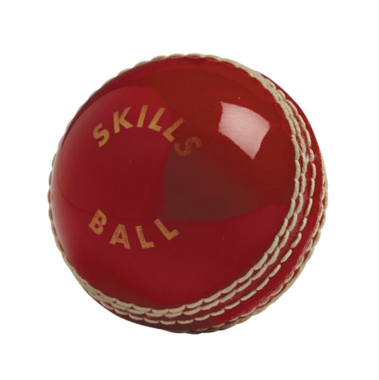 Gunn and Moore GM Cricket Skills Training Ball for practice and training, sporting goods cricket ball with a yellow and green design.