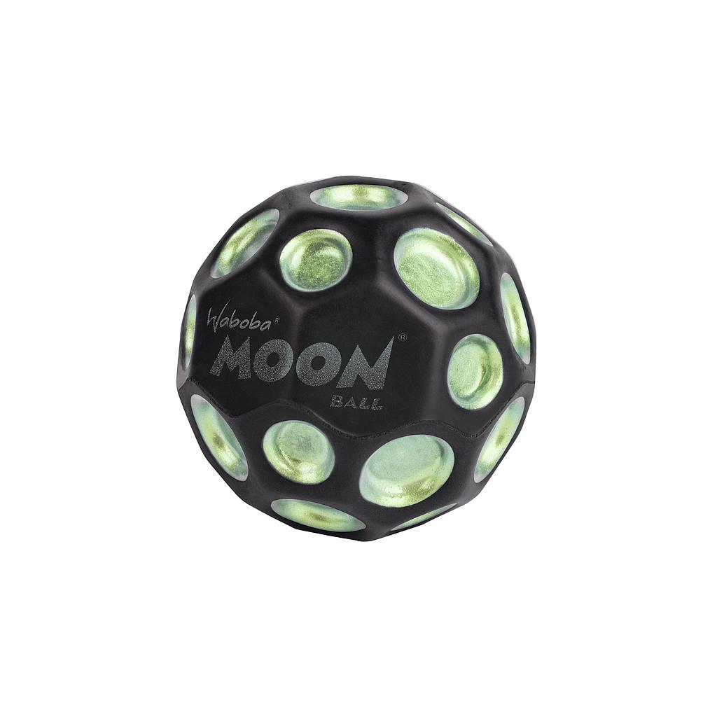 Waboba Dark Side of Moon ball in vibrant black and gray, designed for outdoor sports and water games, showcasing its textured surface.