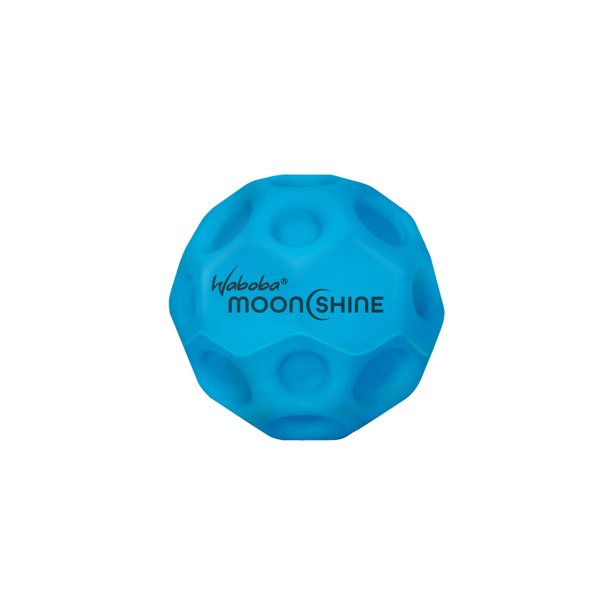 Waboba Moon Shine light-up bouncing ball from sporting goods, glowing in the dark with a colorful, textured surface.