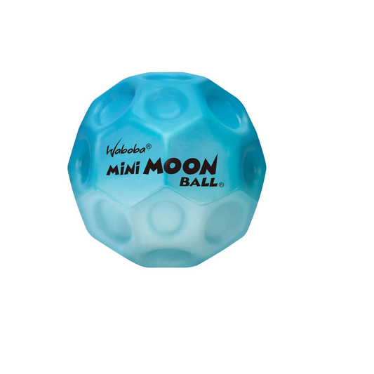 Waboba Mini Moon Ball in bright yellow with black accents, designed for outdoor sporting and recreational fun.