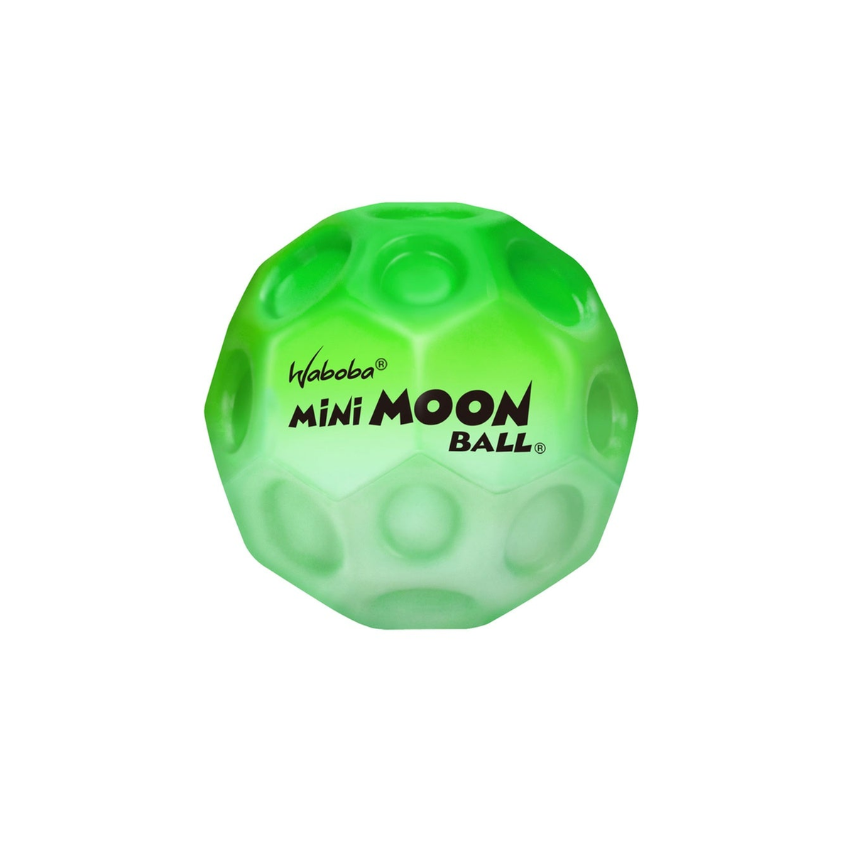 Waboba Mini Moon Ball for outdoor play, showing a colorful, lightweight bouncing ball on a grassy surface.