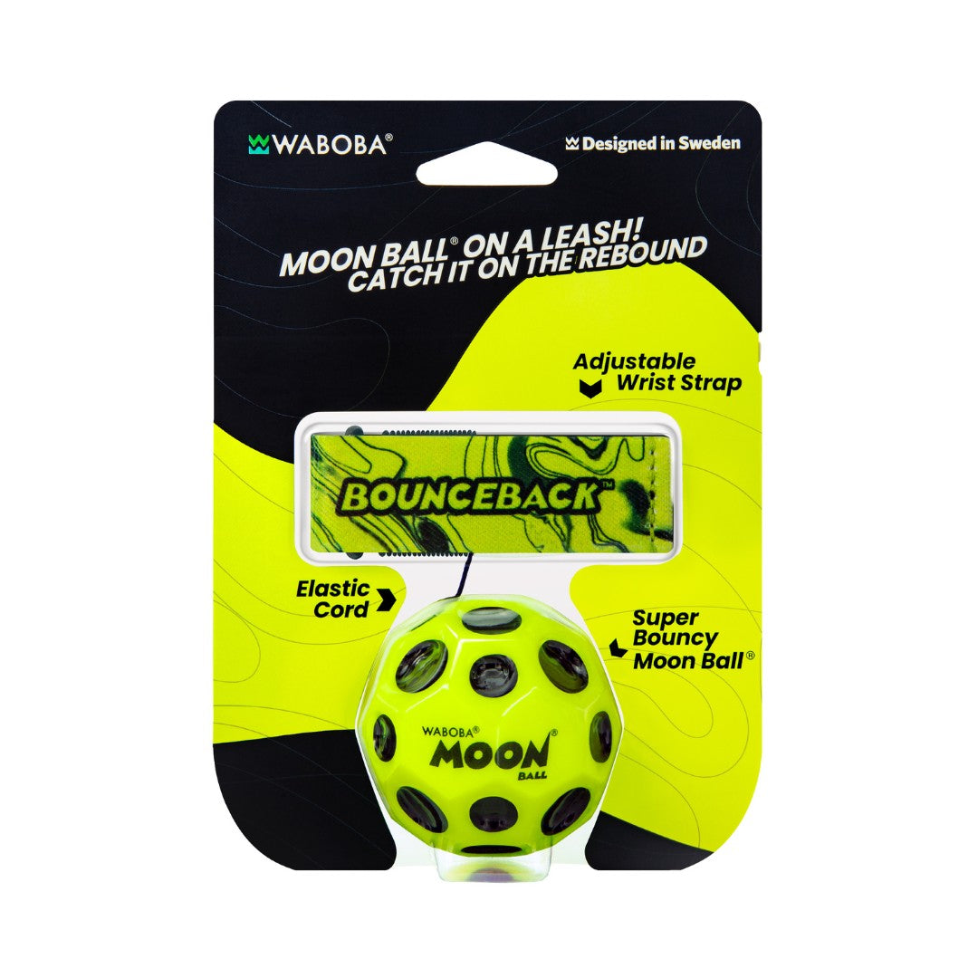 Waboba Bounceback sporting goods ball for outdoor play, shown in vibrant colors with a textured surface for bouncing fun.