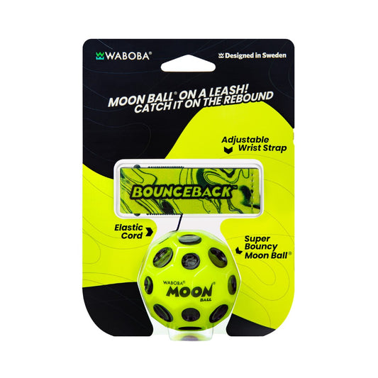 Waboba Bounceback sporting goods ball for outdoor play, shown in vibrant colors with a textured surface for bouncing fun.