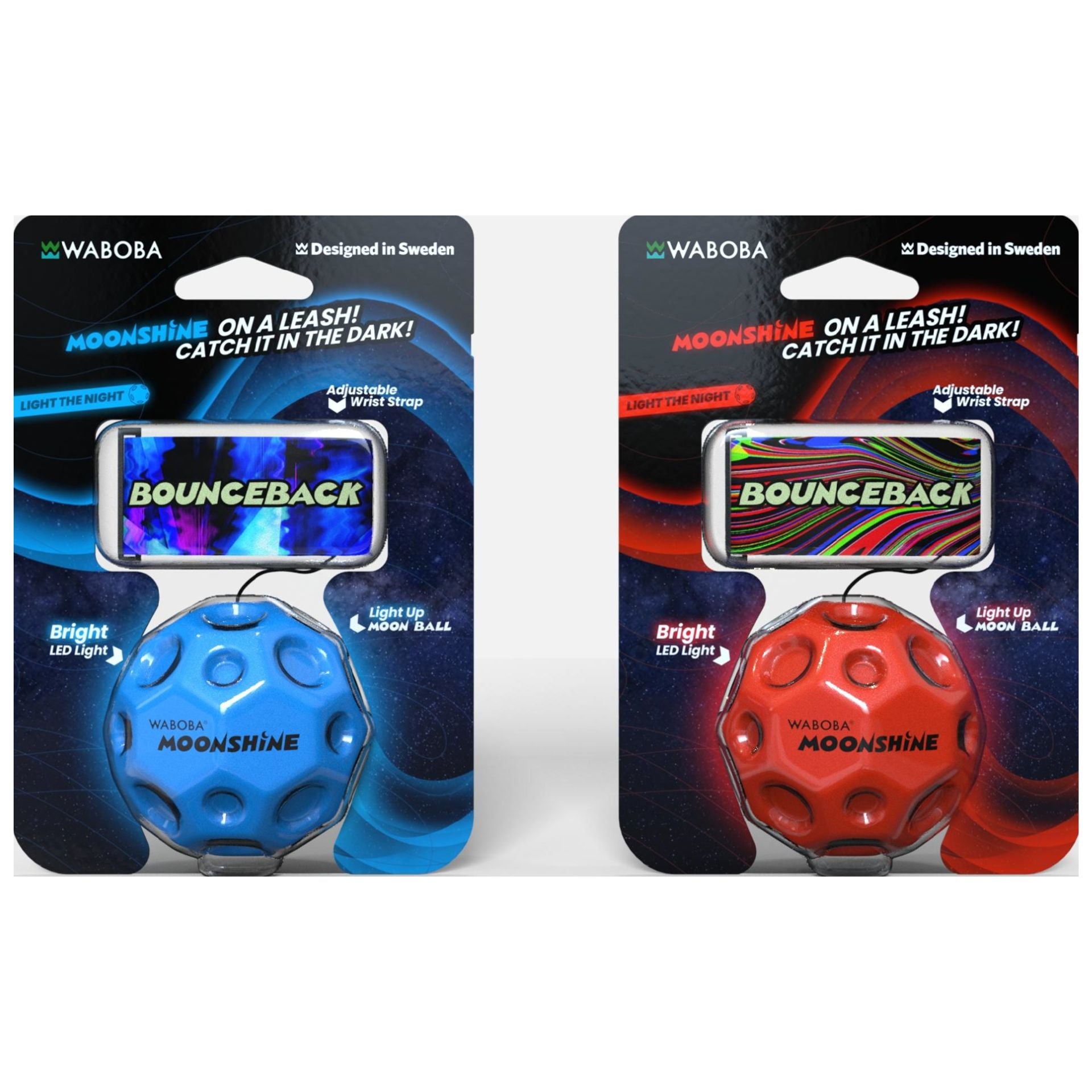 Waboba LED Bounceback sports ball with glowing LED lights, designed for outdoor play and nighttime fun.