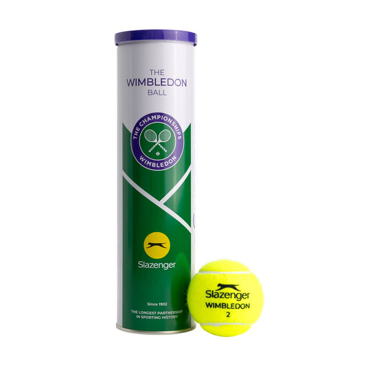 Slazenger Wimbledon tennis balls 2026, Sporting Goods, showing a pack of high-quality tennis balls branded by Slazenger.