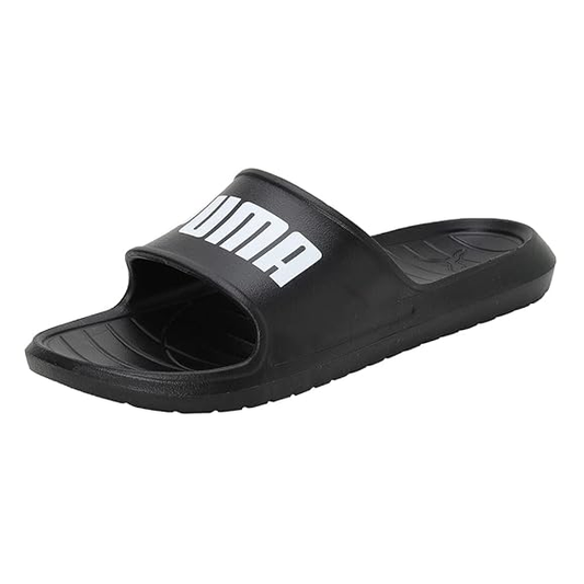 Puma Divecat Lite sliders, sporty open-toe slides with Puma branding, featuring cushioned straps and durable rubber soles.