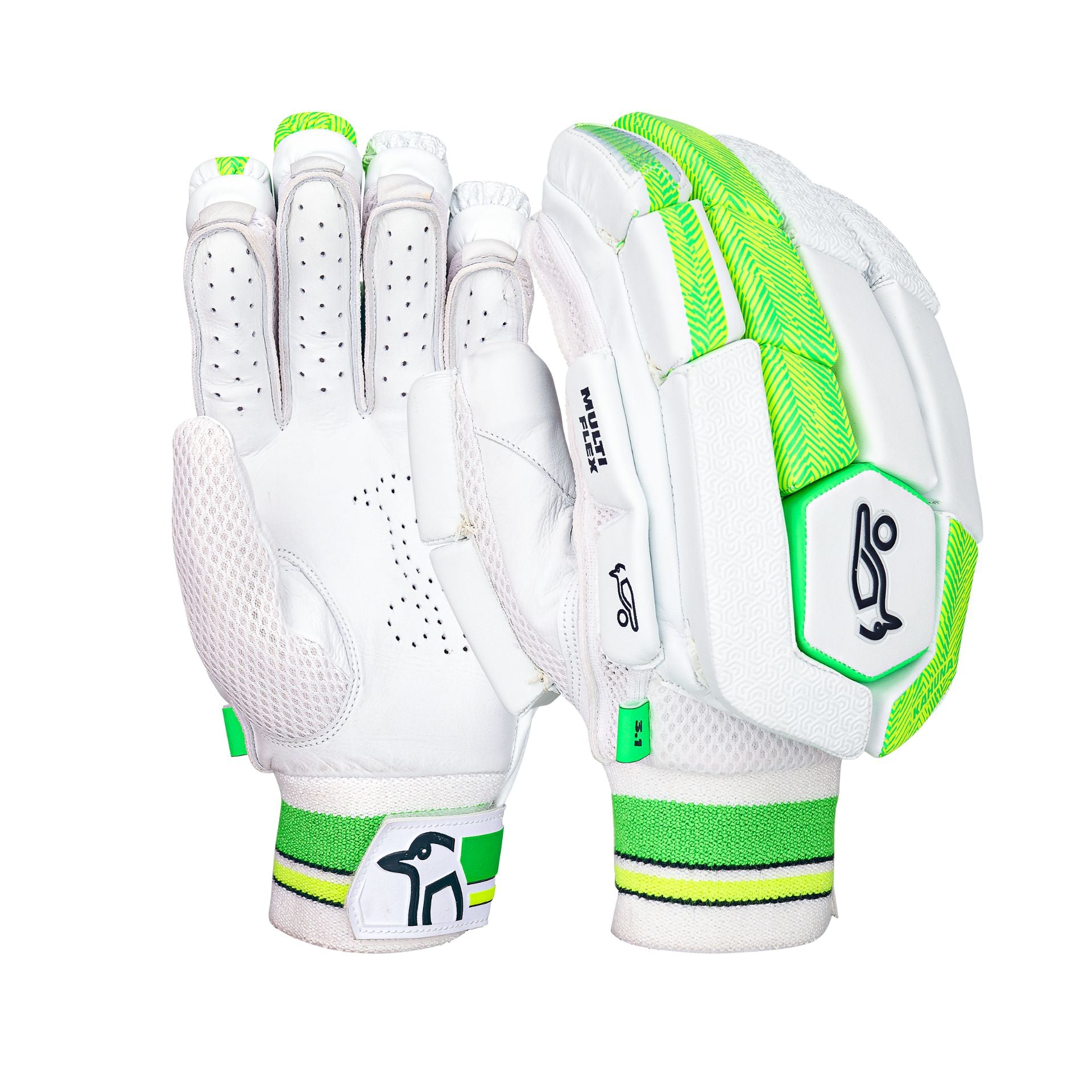 Kookaburra Kahuna 3.1 batting gloves with padded finger protection and breathable fabric for cricket players.