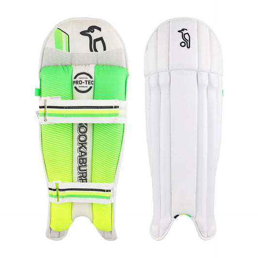 Kookaburra 4.0 wicket keeping pads for cricket, padded leg guards with brand logo, designed for wicket keeper protection.