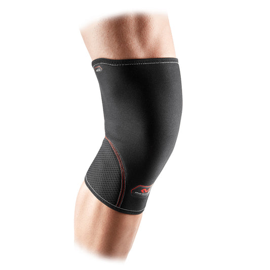 Black McDavid Neoprene Knee Sleeve for support and compression during sports activities, shown on a white background.