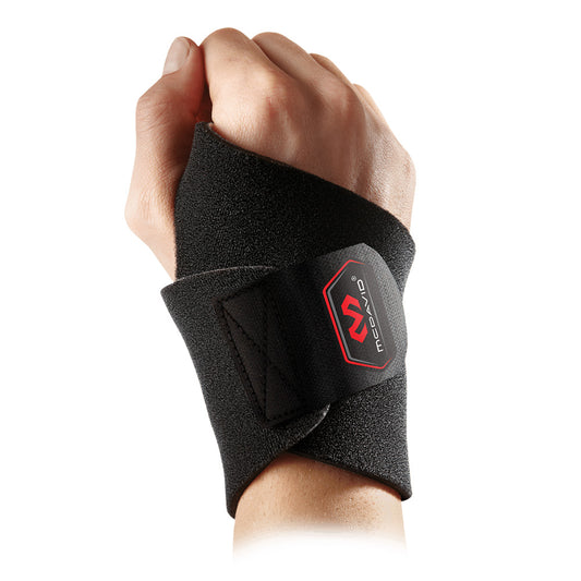 McDavid neoprene adjustable wrist wrap with Velcro strap for support and stability during sports activities.