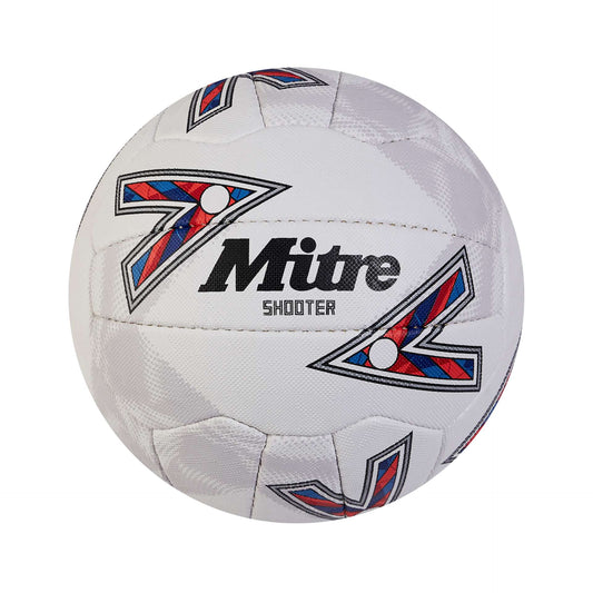 Mitre Shooter Netball for sporting goods, featuring a classic orange and white design for indoor and outdoor play.
