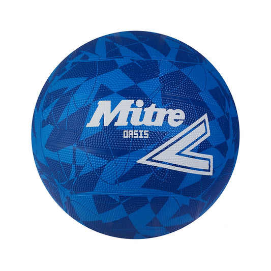 Mitre Oasis training netball with orange and white panels, designed for indoor and outdoor play, sporting goods netball equipment.
