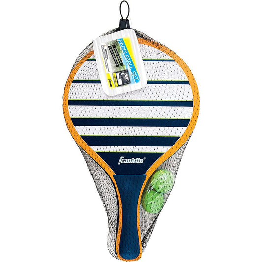 Franklin paddleball set with two wooden paddles and two PVC balls, ideal for outdoor recreational sports and fun.