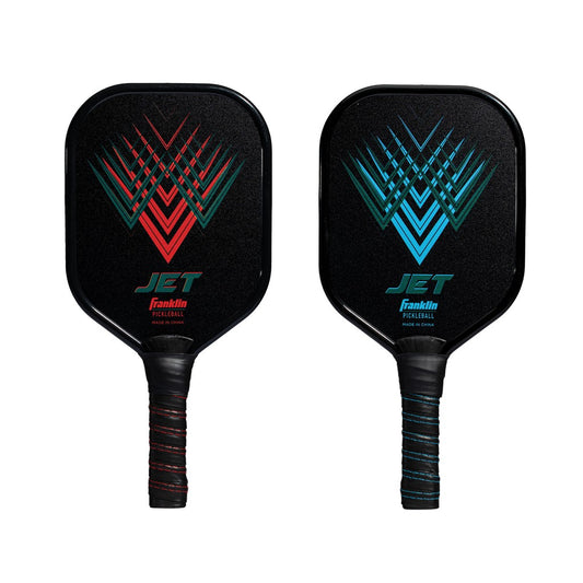 Franklin Sports Jet aluminium pickleball paddle with black handle and smooth surface for outdoor pickleball play.