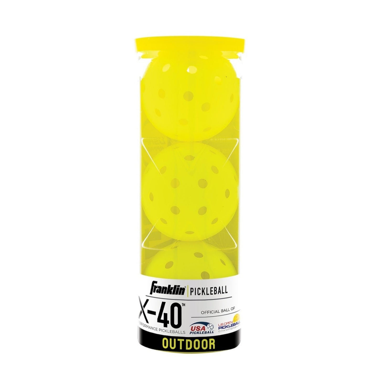 Franklin X-40 outdoor pickleballs, 3-pack, sporting goods with bright yellow design for outdoor pickleball games