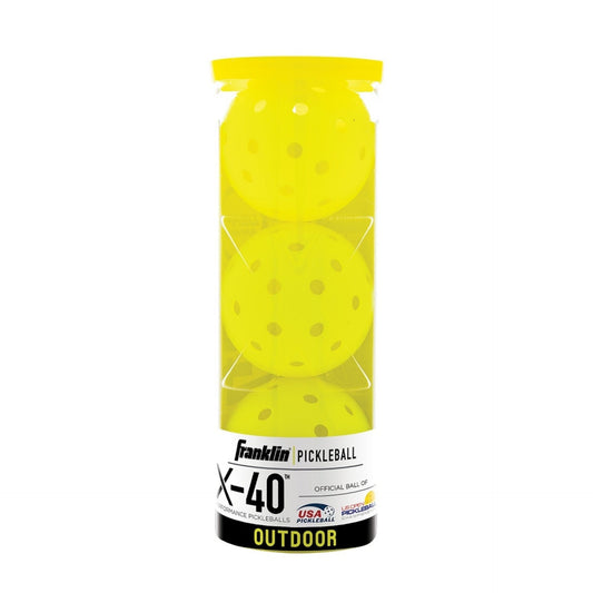 Franklin X-40 outdoor pickleballs, 3-pack, sporting goods with bright yellow design for outdoor pickleball games