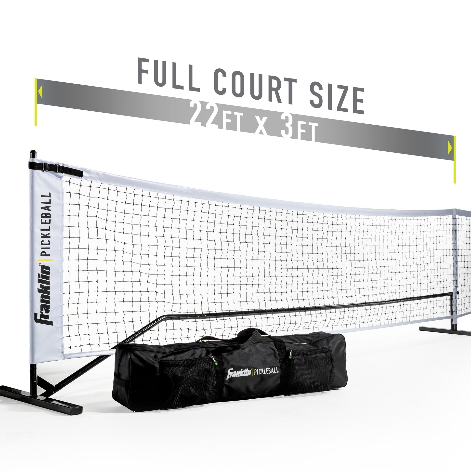 Official Franklin Sports pickleball net for tournaments, featuring durable mesh and sturdy frame, designed for competitive play.