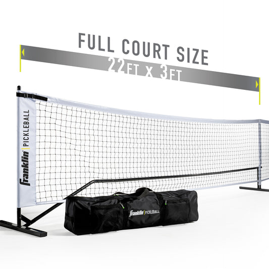 Official Franklin Sports pickleball net for tournaments, featuring durable mesh and sturdy frame, designed for competitive play.