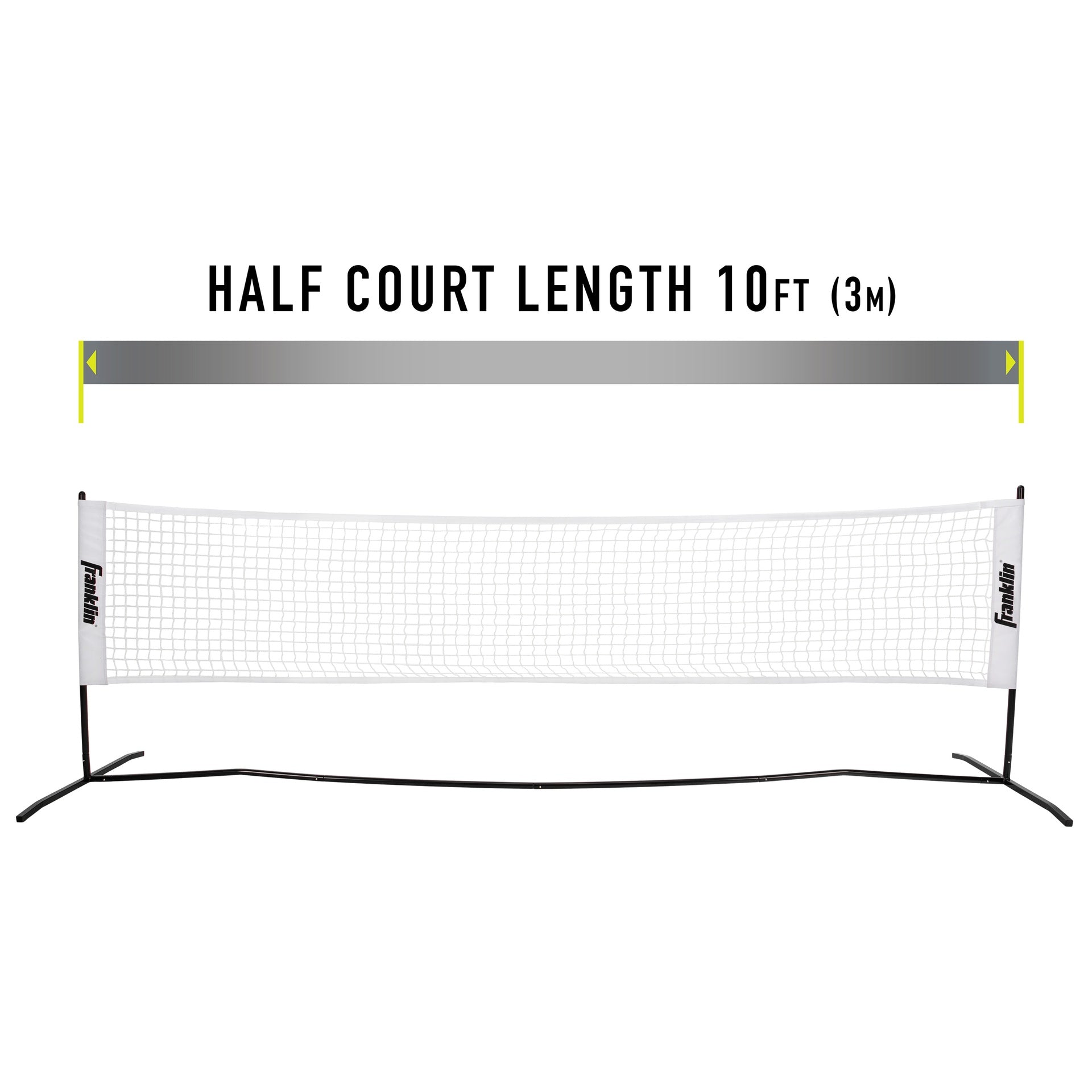 Franklin pickleball half court starter set with net for two players, including paddles and balls for outdoor play.